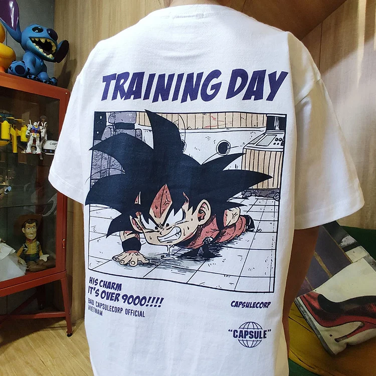  Camiseta de algodón puro Dragon Ball Little Son Goku Traning Day