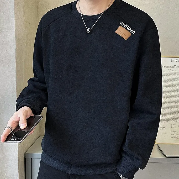Men's Fleece Lined Pullover Sweater for Spring and Summer