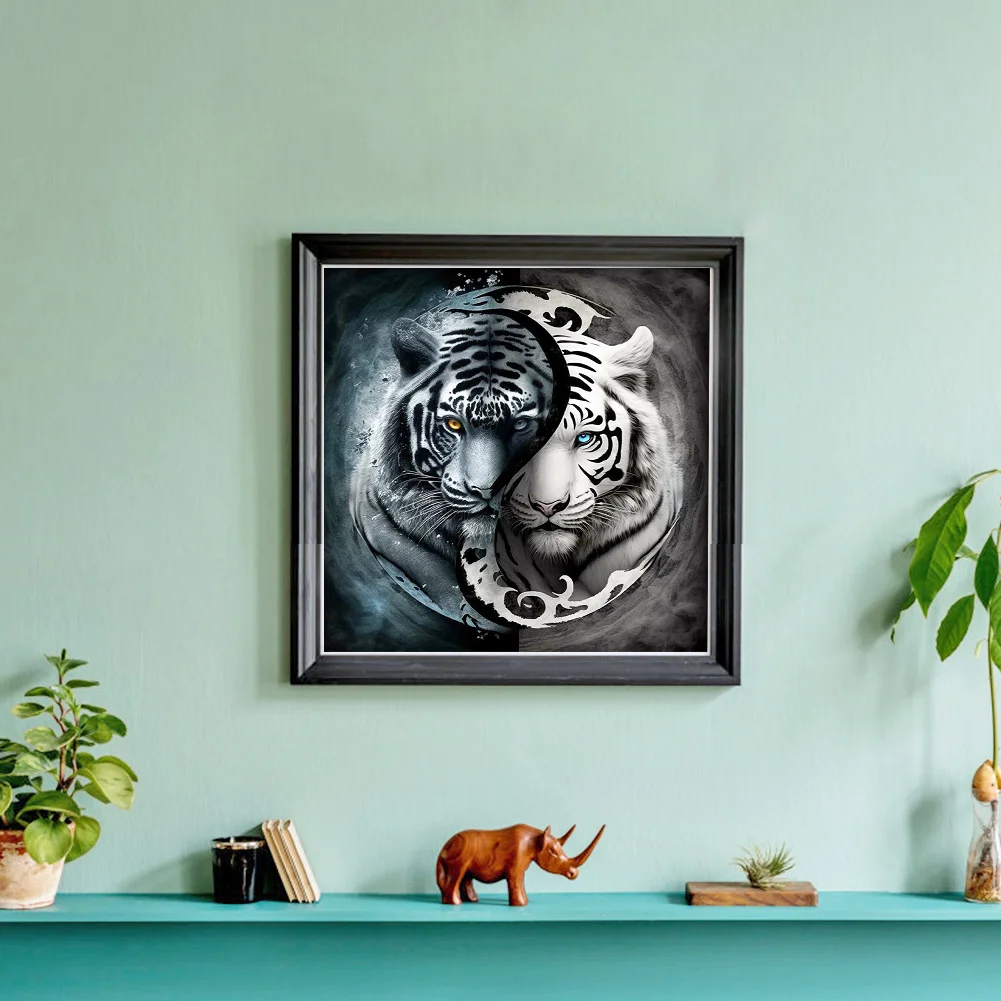 11CT Full Stamped Cross Stitch - Yin Yang Tiger(Canvas|45*45CM)