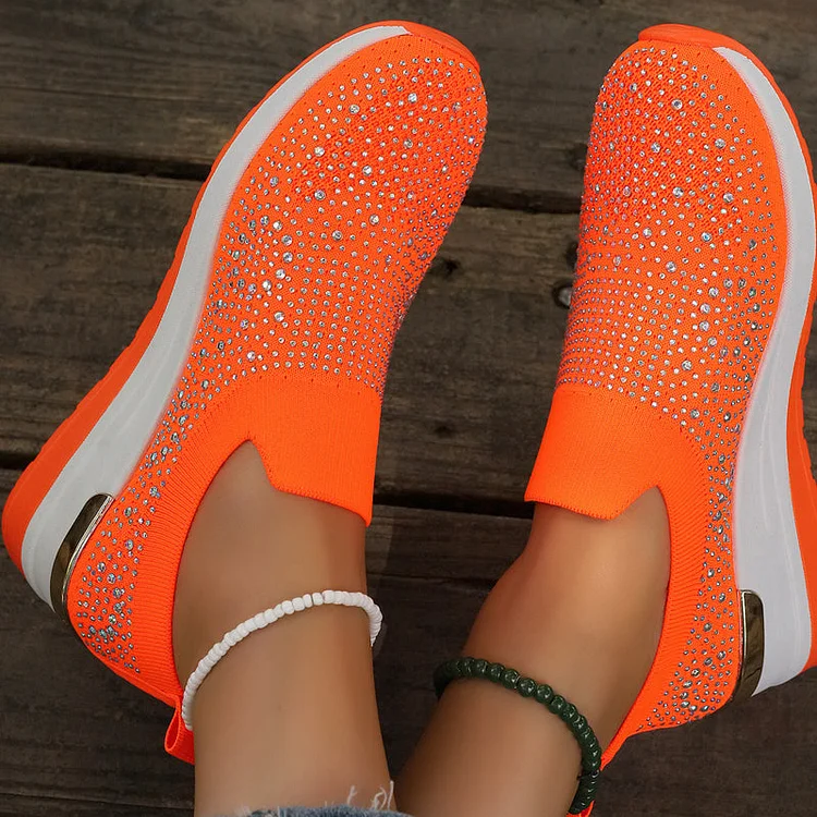 Rhinestone Slip-on Casual Mesh Sneakers För Kvinnor