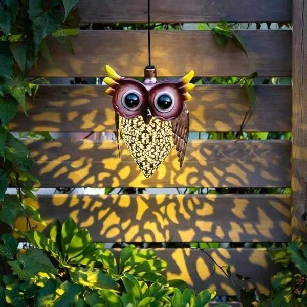 Solar Powered Decorative Metal Hanging Owl