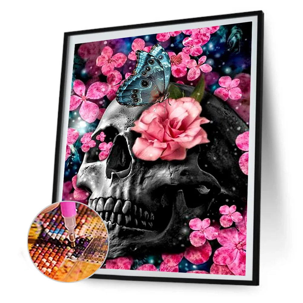 5D Diamond Painting Kit DIY Skull Flower Full Round Drill Picture (HJ613)