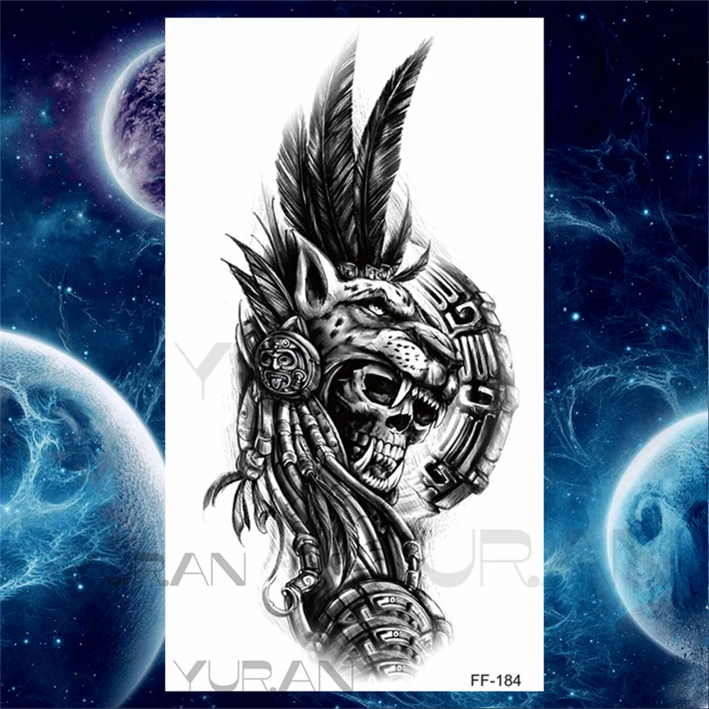 Sdrawing Scary Temporary Tattoos For Men Women Realistic Wolf Forest Lion Tiger Vampire Compass Fake Tattoo Sticker Arm Body Tatoos