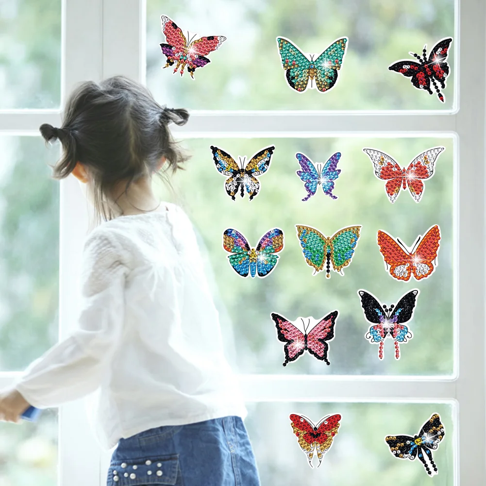 19Pcs Butterfly Diamond Painting Sticker Rhinestone Stickers Colorful Butterfly