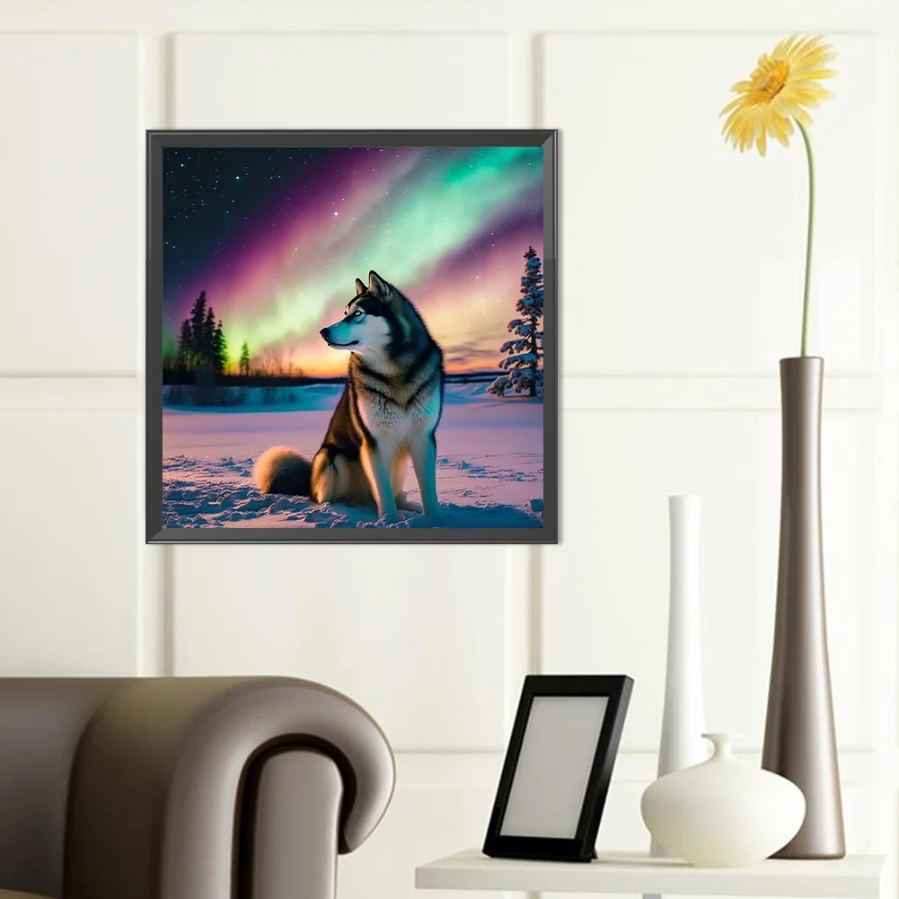 Diamond Painting - Full Round Drill - Aurora Snow Wolf(Canvas|40*40cm)