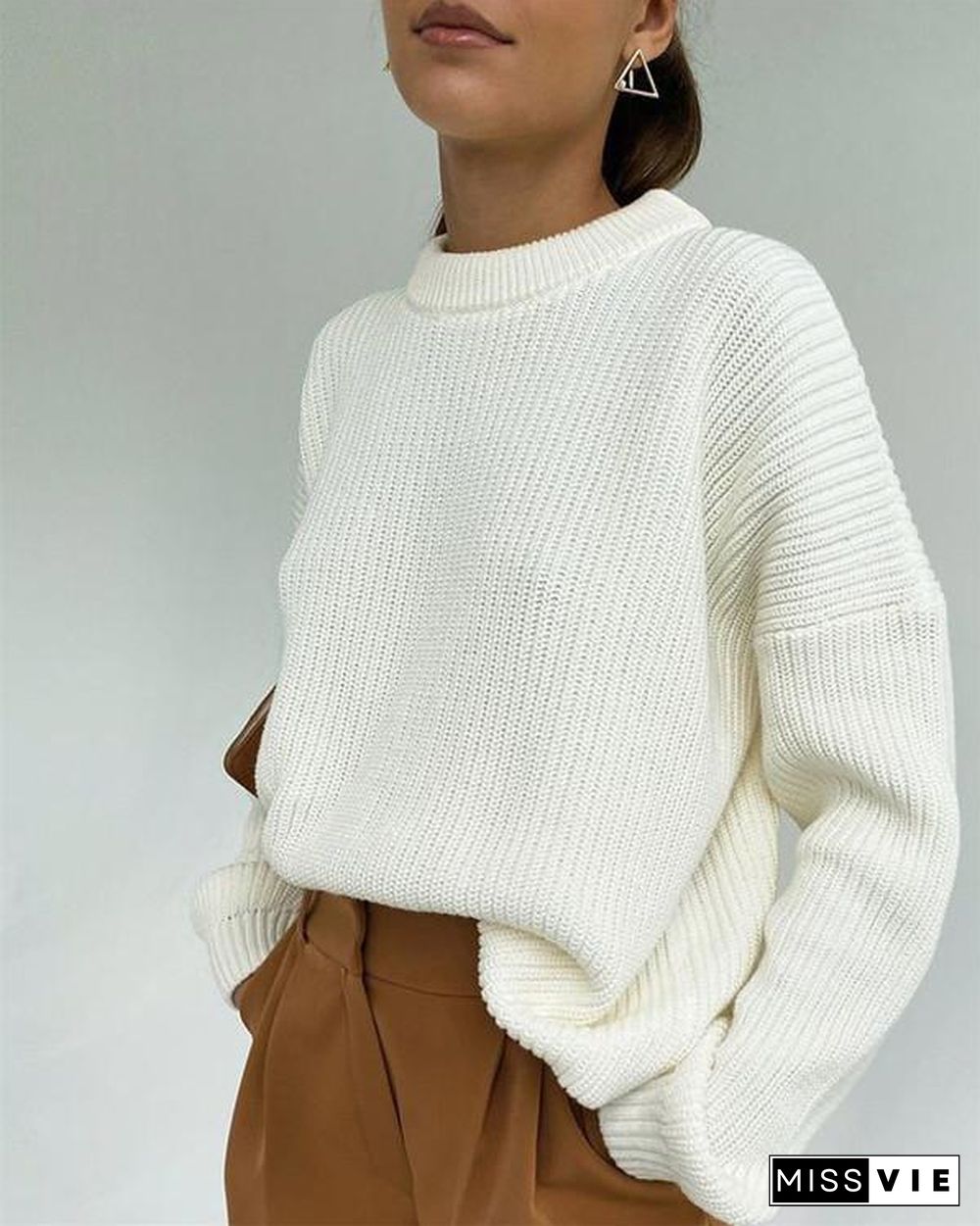 Loose Long-sleeved Round Neck Sweater