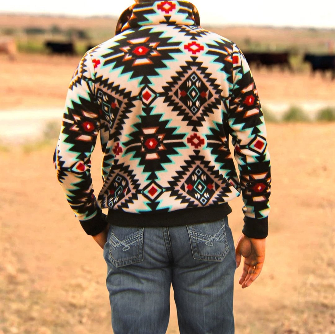 mens ethnic print pullover