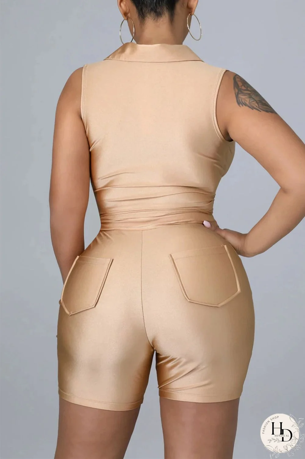 Black Fashion Casual Solid Basic Turndown Collar Sleeveless Two Pieces