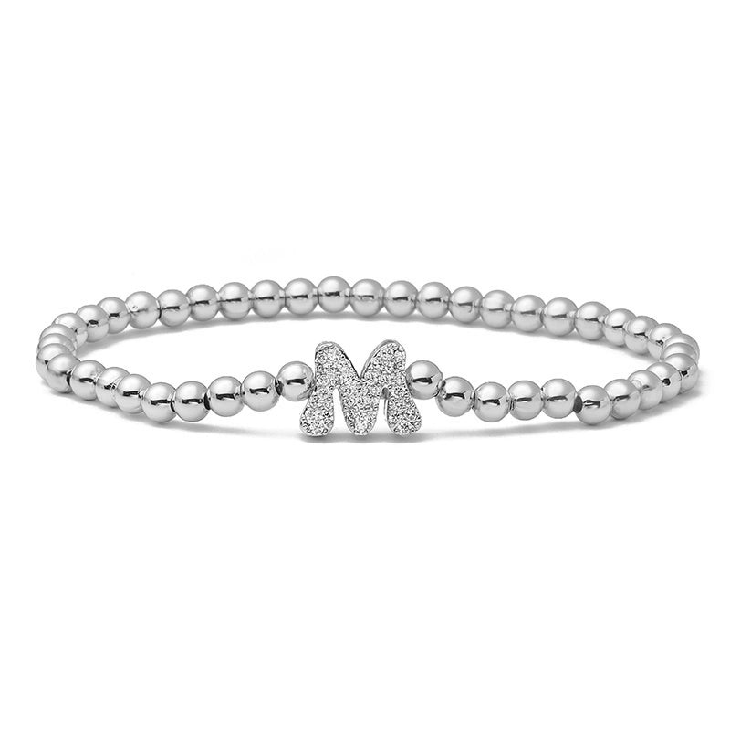 Vintage Style Minimalist Classic Style Letter Copper Zircon 18K Gold Plated Inlay Bracelets