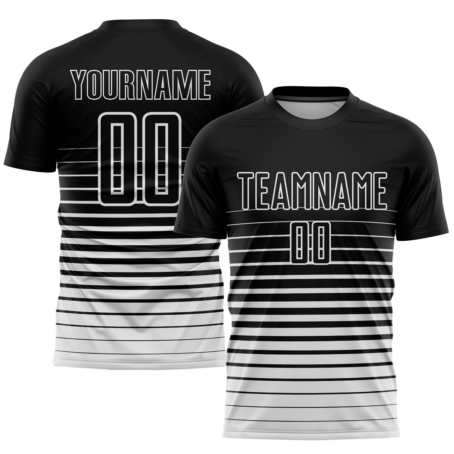 Custom Black White Pinstripe Fade Fashion Sublimation Soccer Uniform Jersey | captainssportss.com