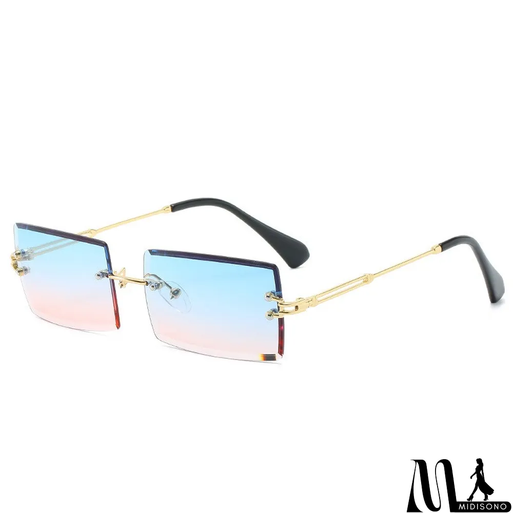 MidiSono - Women Rimless Metal Square Sunglasses