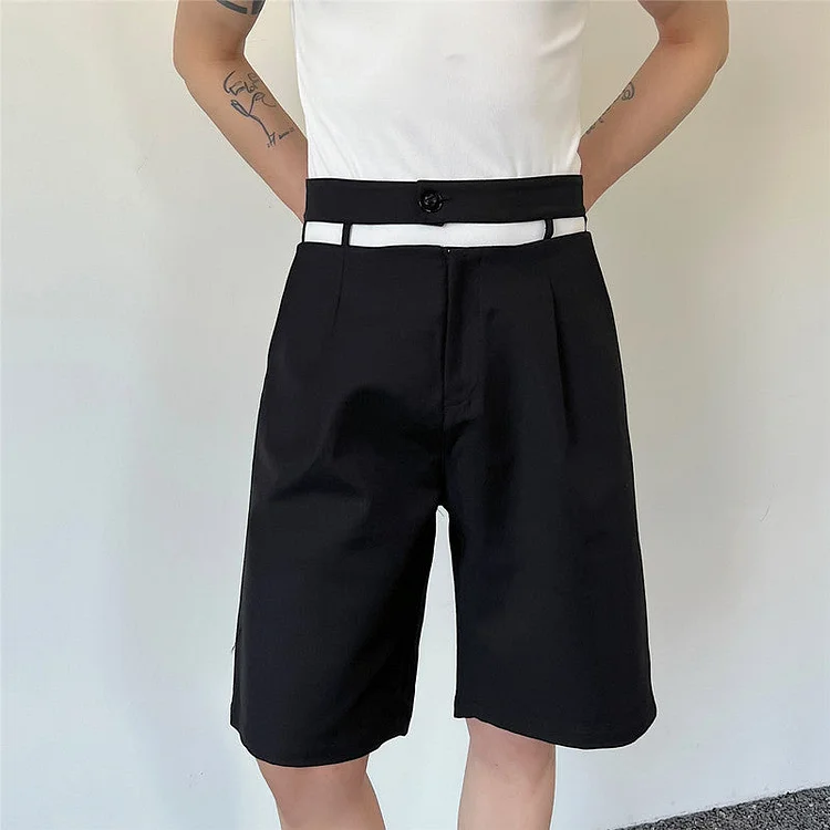 Personalized Design With Hollowed Out Waist For Casual Trend And Versatile Capris-dark style-men's clothing-halloween