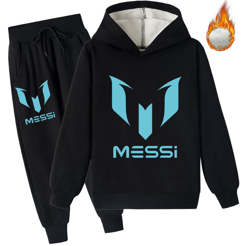 Mayoulove Messi Fleece Hoodie Set for Kids - Stylish Boys  Girls Sportswear - Great for Fans-Mayoulove