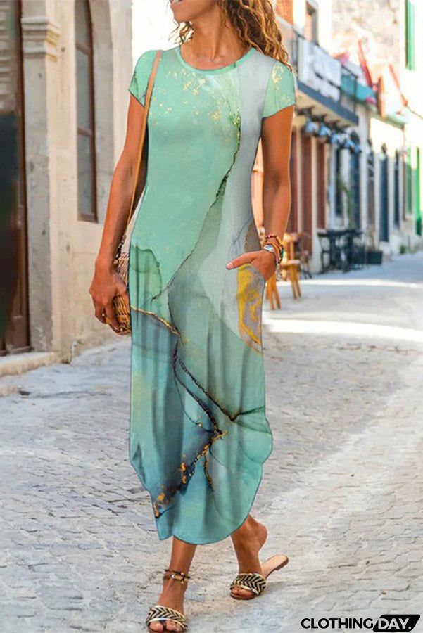 Ada Ethnic Floral Pocketed Daily /vacation Stretch Midi Dress