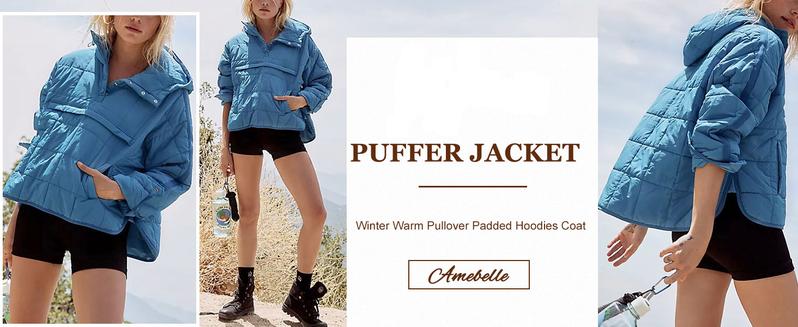 Tanming Women's Oversized Puffer Jacket Quilted Dolman Hoodies Pullover Long Sleeve Lightweight Warm Tops with Big Chest Pocket Tanming Women's Oversized Puffer Jacket Quilted Dolman Hoodies Pullover Long Sleeve Lightweight Warm Tops with Big Chest Pocket