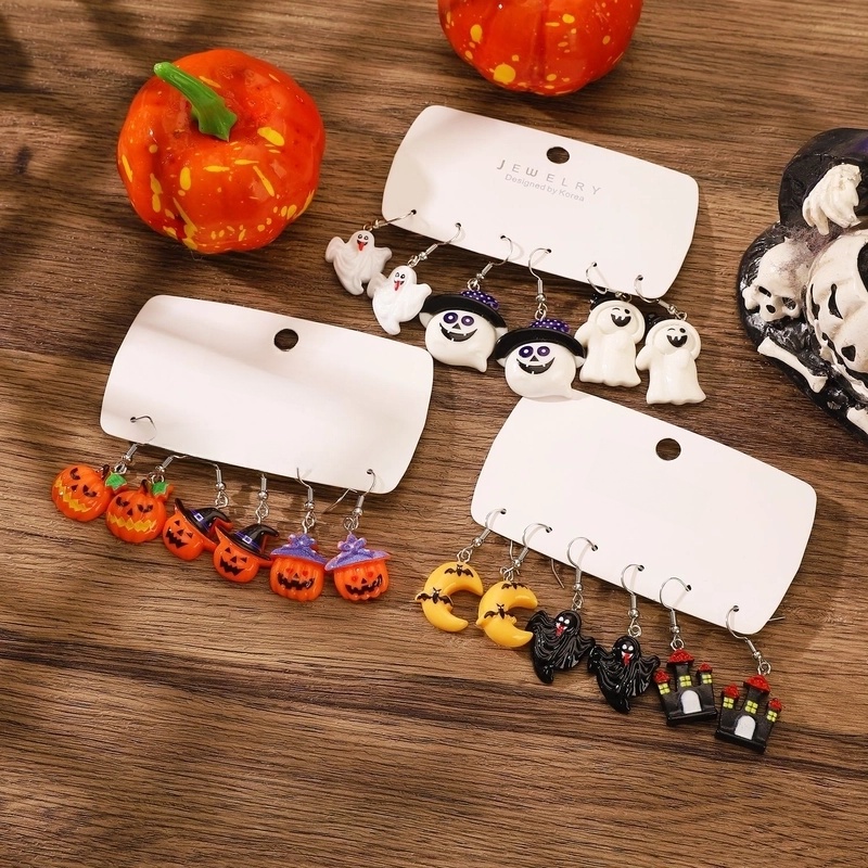 1 Set Halloween Minimalist Classic Style Pumpkin Enamel Resin Drop Earrings