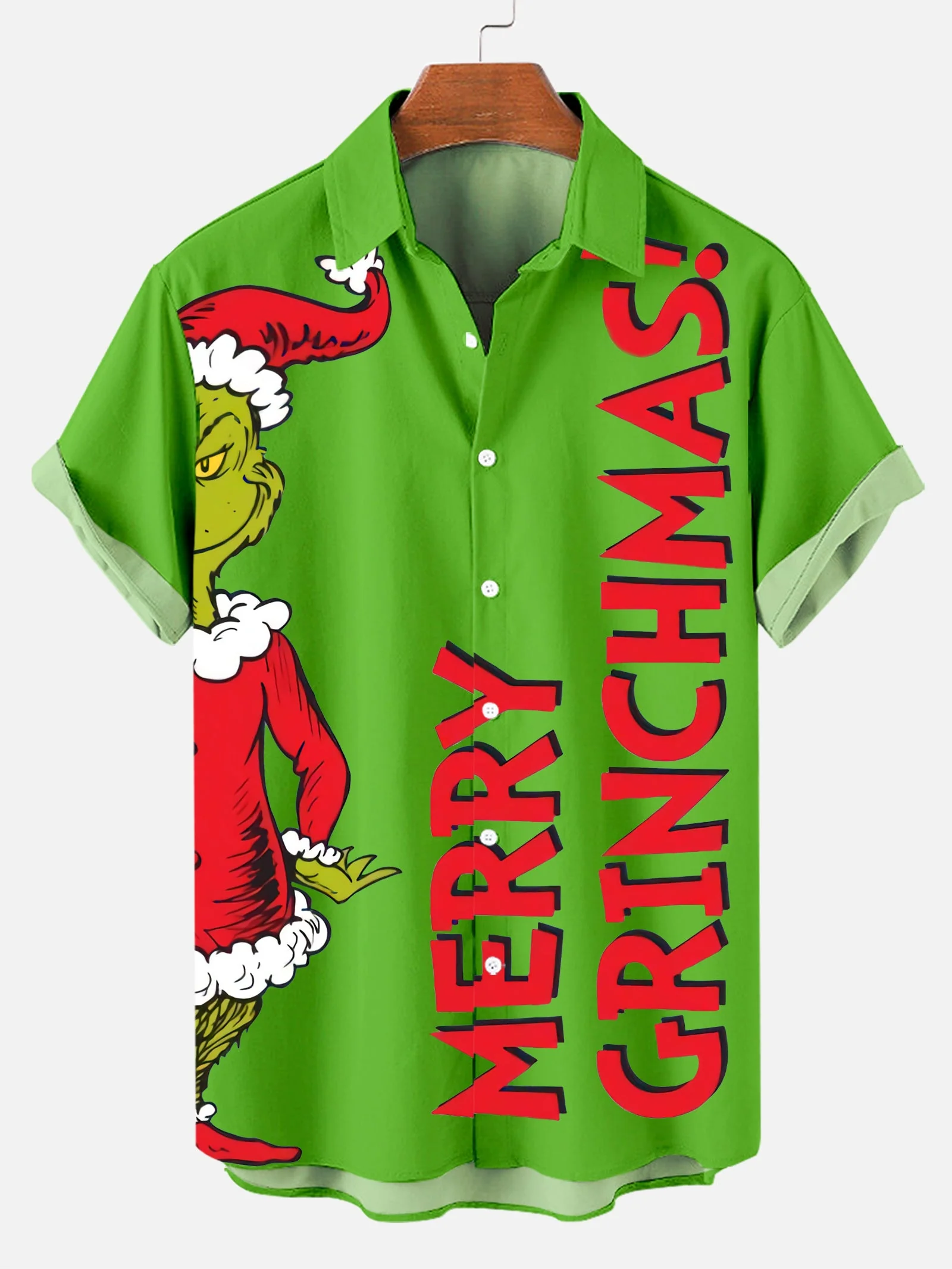 Men's Merry Christmas Spoof Pattern Short Sleeve Shirt PLUSCLOTHESMAN