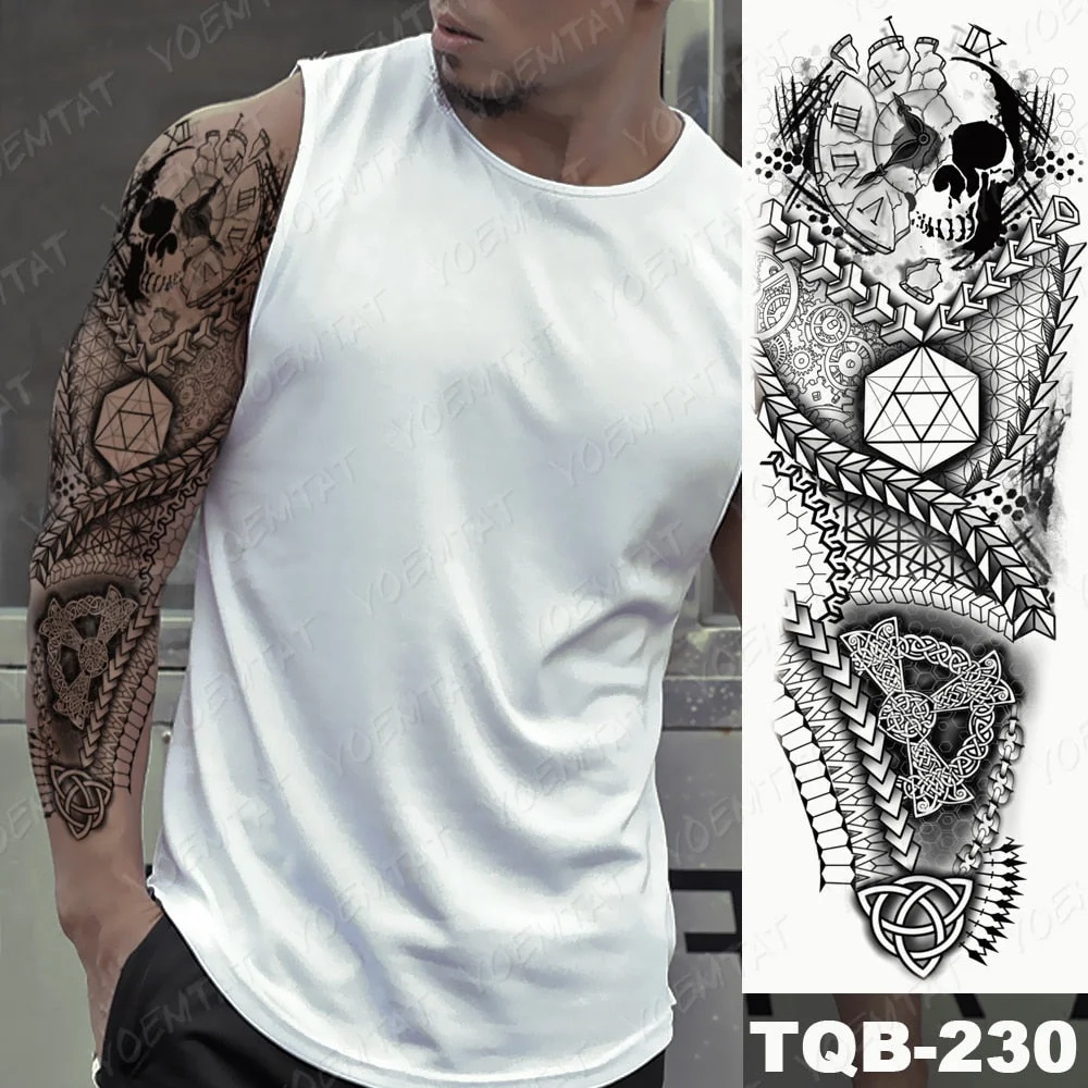 Large Full Arm Sleeve Tattoo Indian Forest Leopard Waterproof Temporary Tatoo Sticker Wild Tribe Men Women Body Art Tatto
