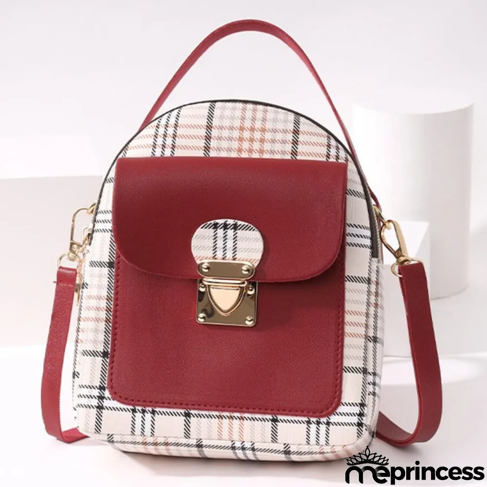 Red Fashion Casual Patchwork Zipper Backpack