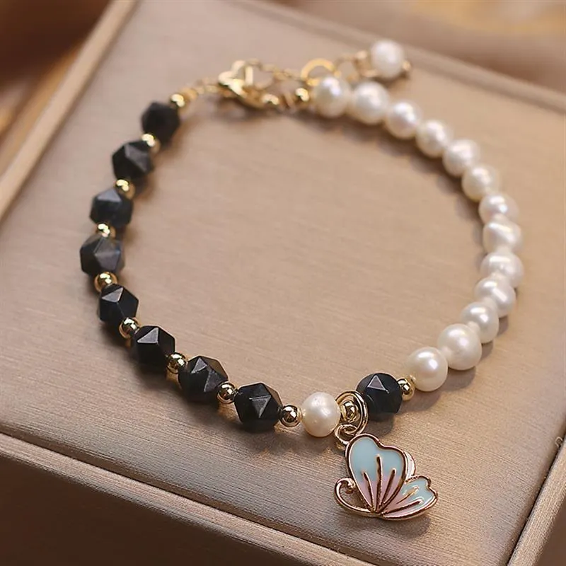Summer Butterflies Freshwater Pearl Agate Bracelet
