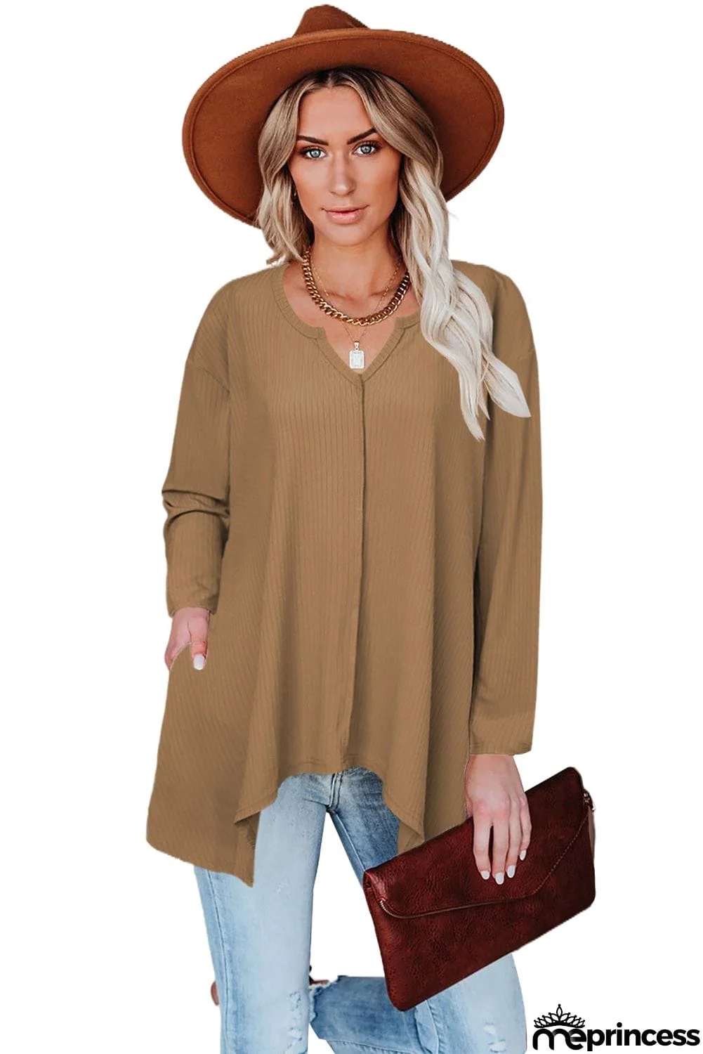 Asymmetric Hemline Long Sleeve Top
