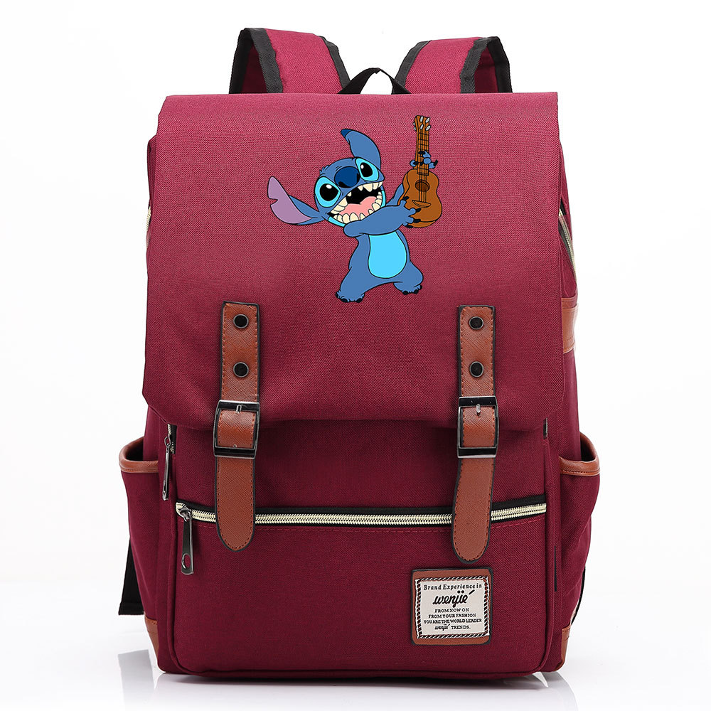 Stylish Lilo & Stitch Square Backpack with Belt Buckle Design - Fits 15-inch Laptop-Mayoulove