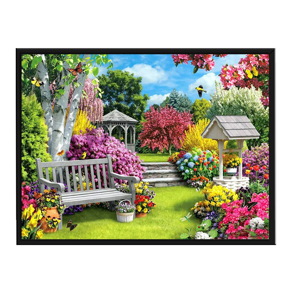 14CT Full Stamped Cross Stitch - Garden View(Canvas|40*50CM)