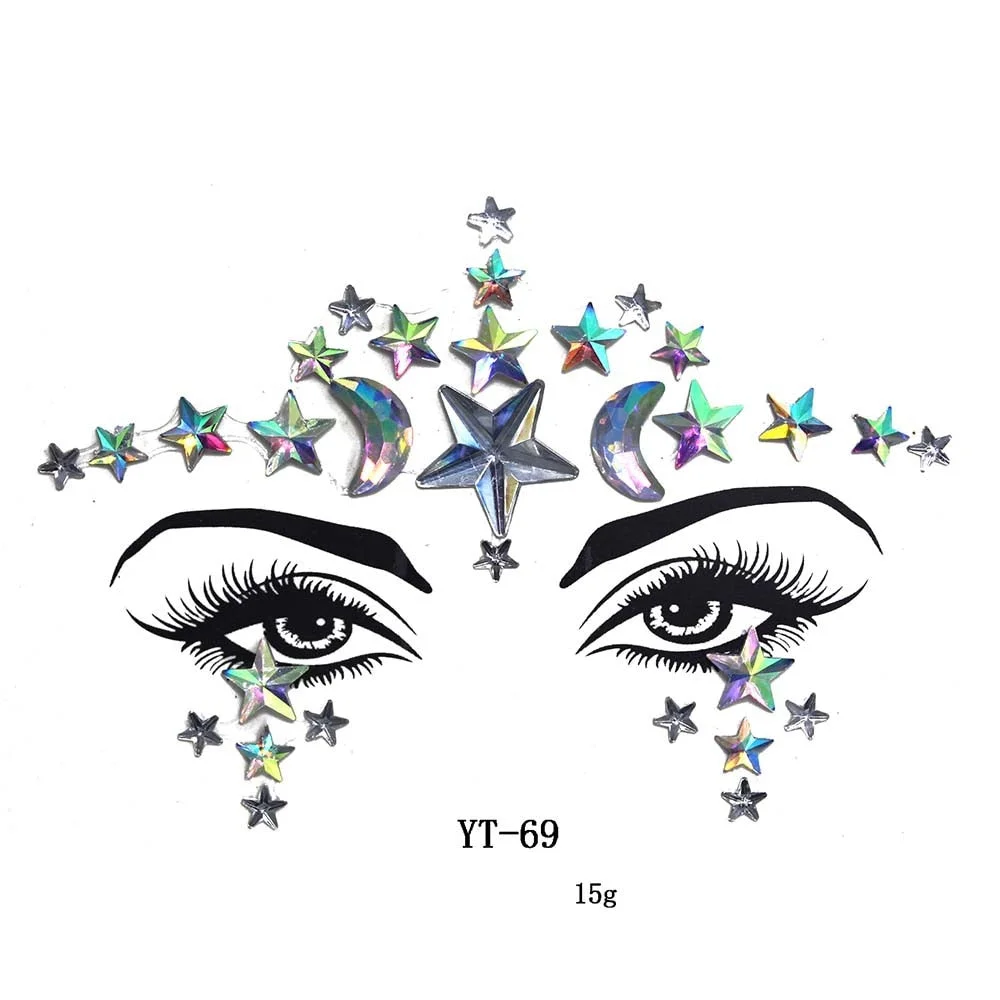 Facial Rhinestone Natural Resin Face Sticker Rhinestone Tattoo Makeup Party Christmas Party Face Decoration Makeup Stickers