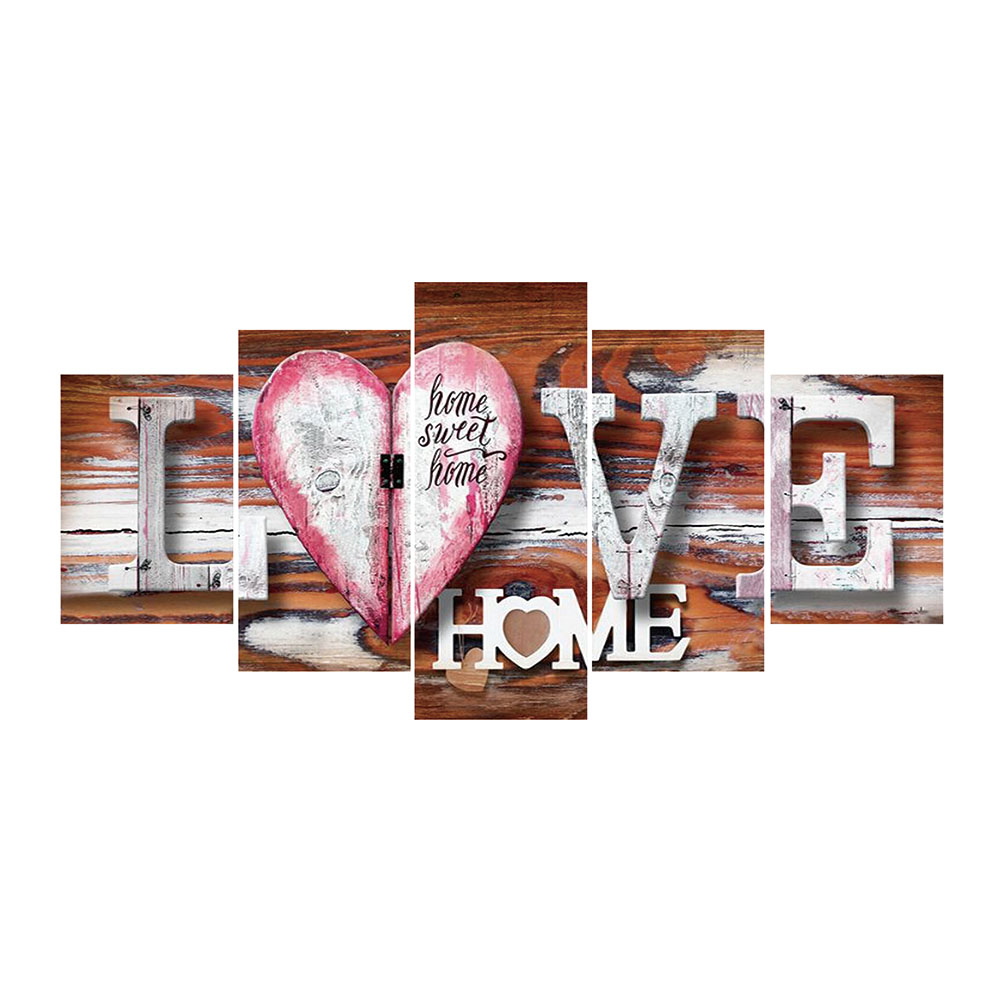LOVE 5-pictures 95x45cm(canvas) full round drill diamond painting