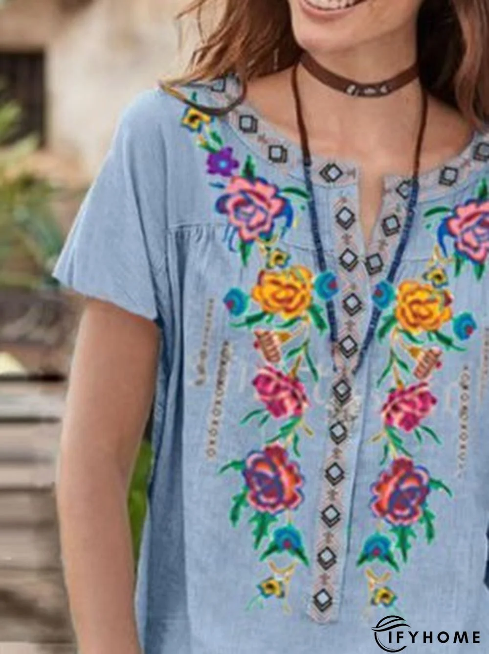 Floral Casual Short Sleeve Tops | IFYHOME