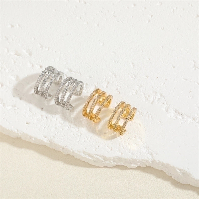 1 Pair Casual Sweet Shiny Geometric Plating Inlay Copper Zircon 14k Gold Plated White Gold Plated Ear Cuffs