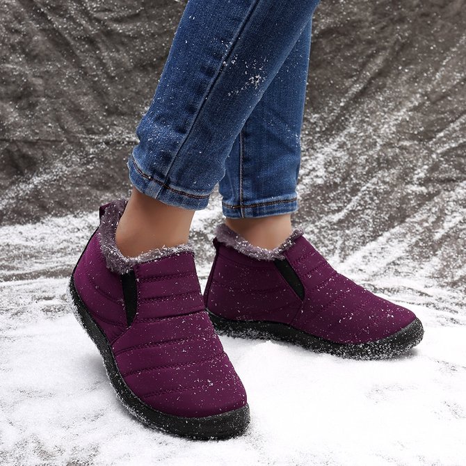 Waterproof Warm Lining Casual Winter Snow Slip On Ankle Boots Zaesvini