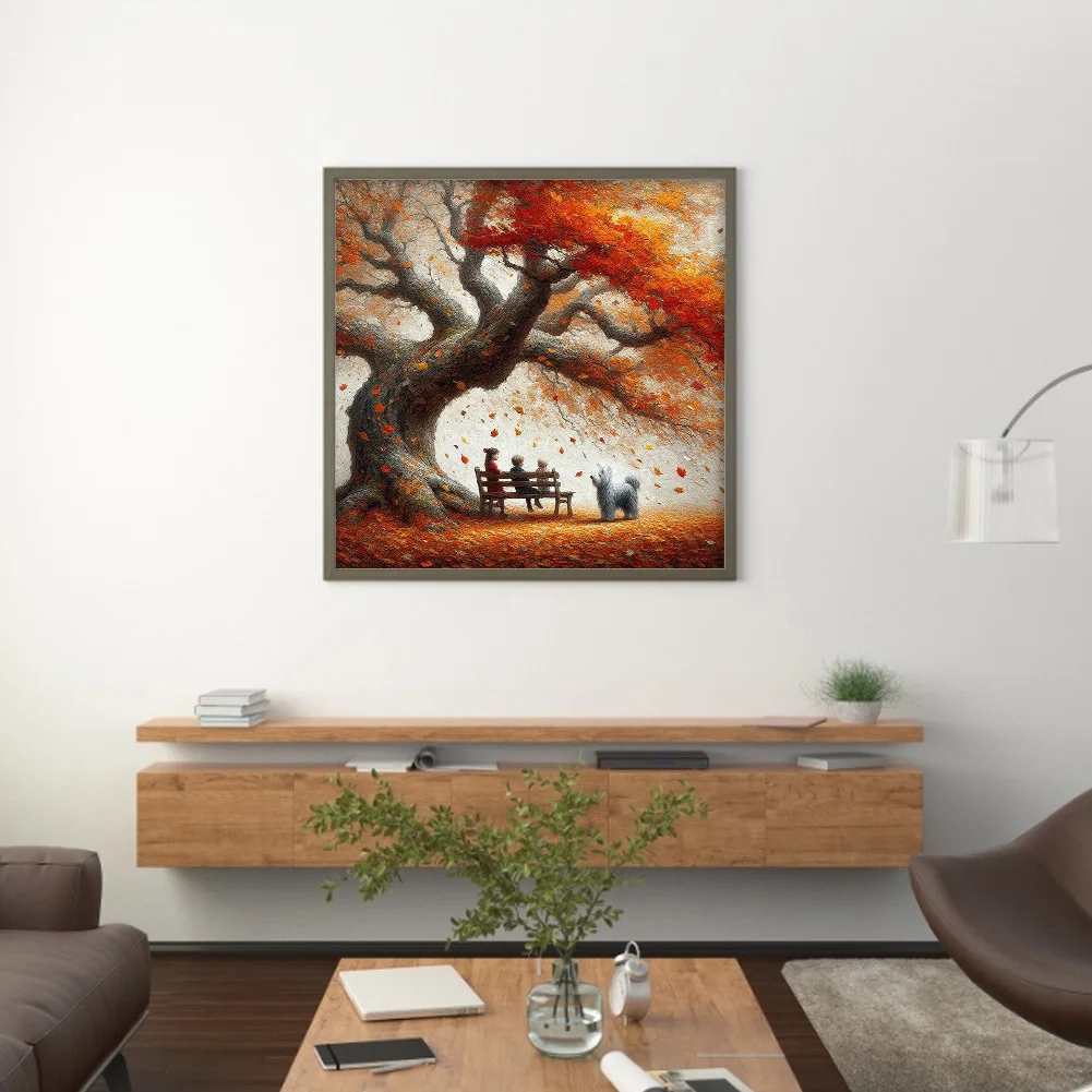 Diamond Painting - Full Round Drill - Autumn Tree Dog(Canvas|40*40cm)