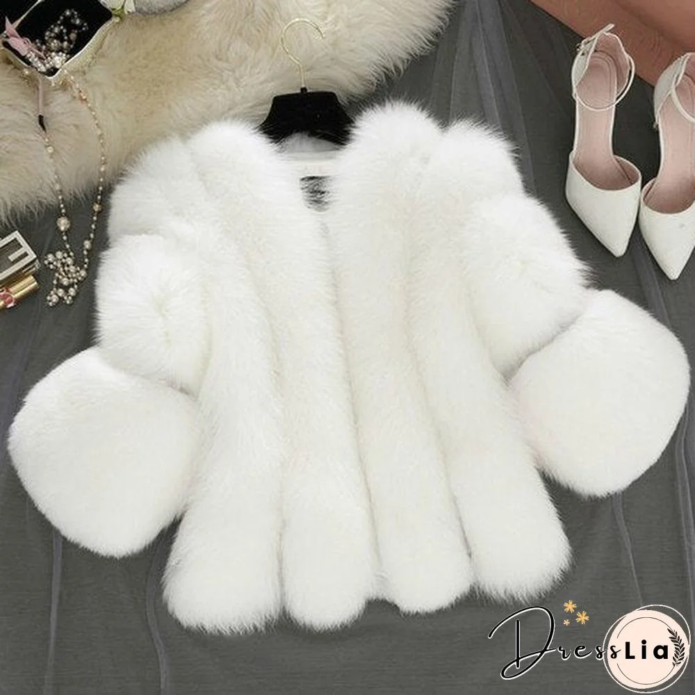 High Quality Faux Fur Coat For Women Winter Warm Fluffy Fake Fur Jacket Outerwear Plus Size Plush Coat Female Overcoat