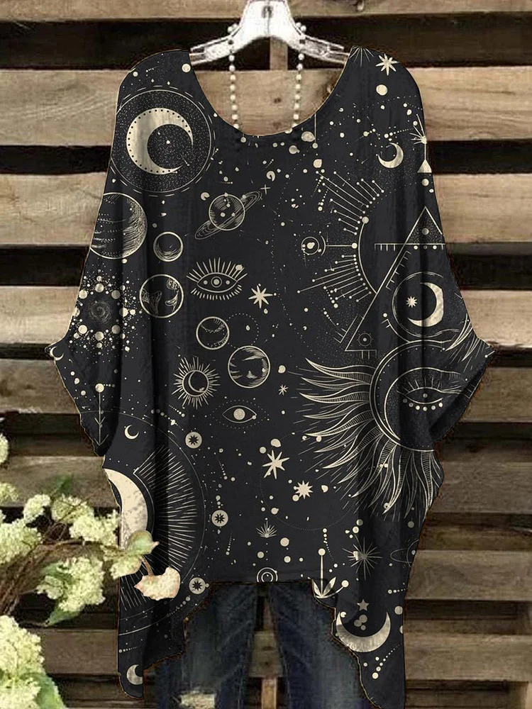 Women's Astrology Moon and Sun Print Top