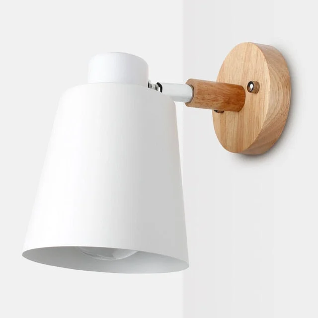 wooden wall lights bedside wall lamp wall sconce modern wall light for bedroom Nordic macaroon 6 color steering head E27