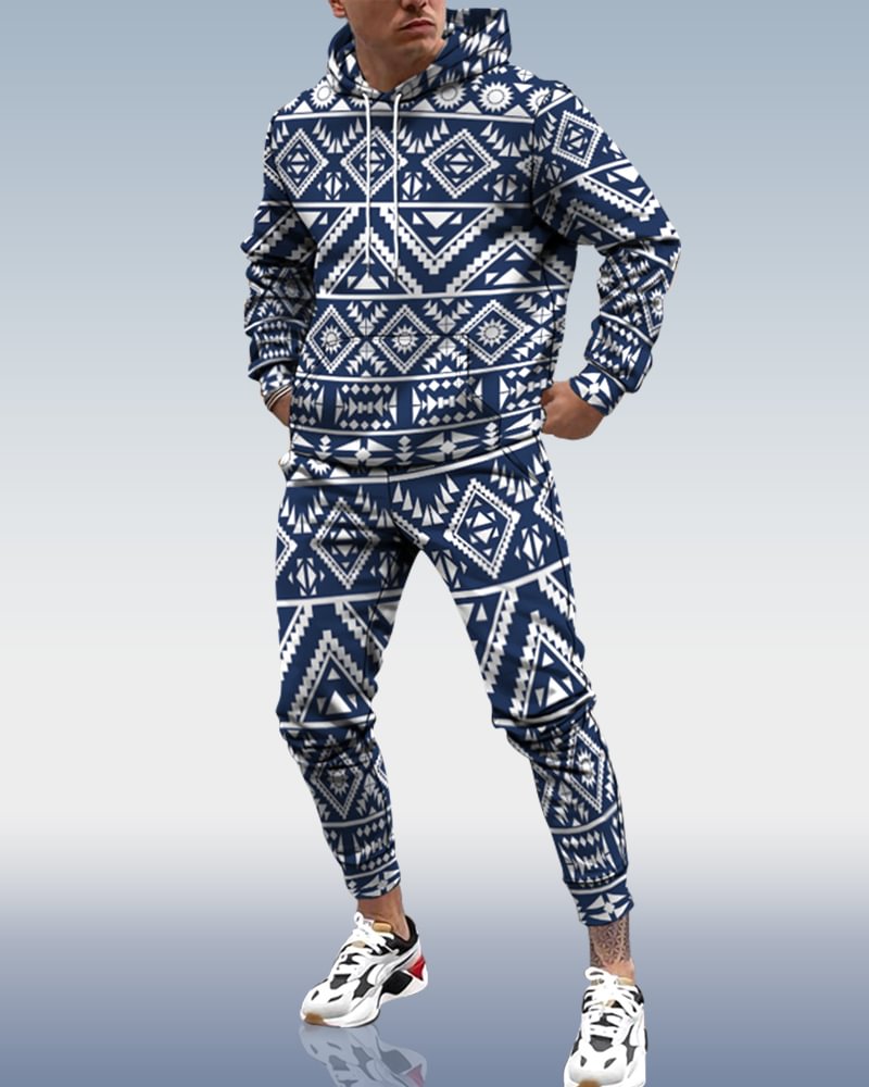 Men's Personalized Printed Hoodie Set 034
