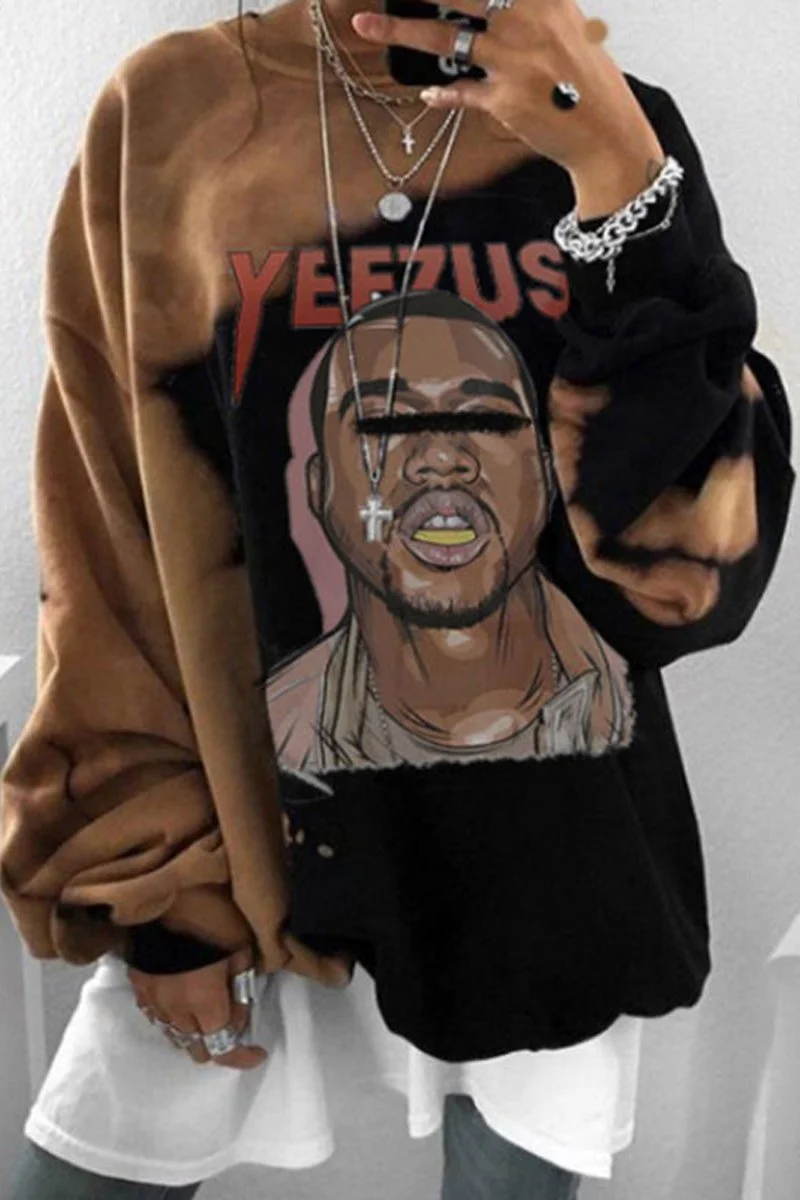 Figure Print Long Sleeve Sweatshirt