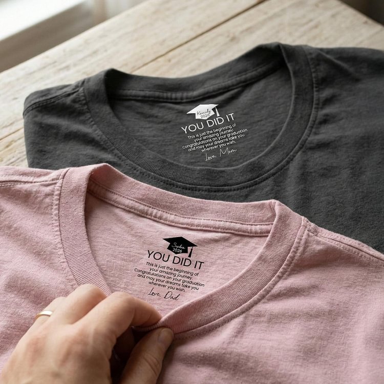 Custom Graduation Hidden Message Unisex T-Shirt, Sweatshirt & Hoodie &ndash; Personalized Inside Collar Gift for Son or Daughter Graduation 2026