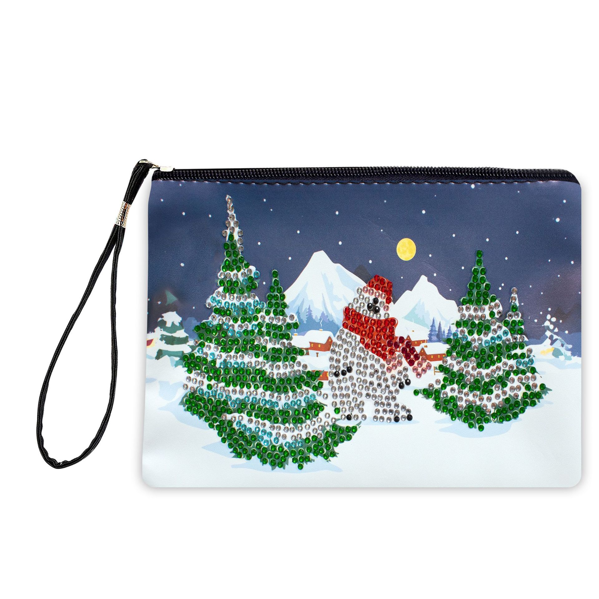 Cross Mirror 1 piece 5D DIY Diamond Painting Handbag Makeup Bag, Christmas Style Handmade Diamond Art Craft Bag