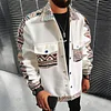 💥 2025 Hot Sale! Loose Fit Men's Geometric Print Jacket With Flap Pockets, Light Jacket, Colorful, Fashion, Long Sleeve, Going Out, Graphic, Boyfriend Gift, Fall