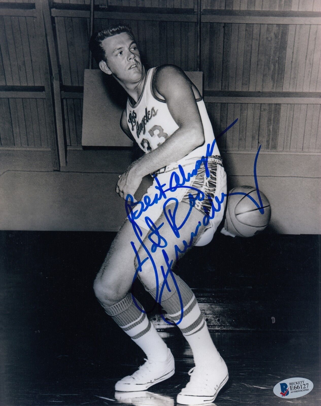 Hot Rod Hundley #0 8x10 Signed Beckett Certified Los Angeles Lakers 061718