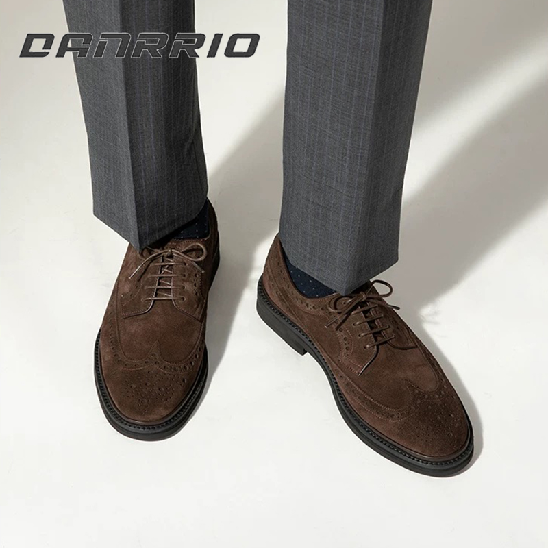 DANRRIO Handmade Brock Carve Derby Suede Leather Business Shoes DANRRIO.COM DANRRIO