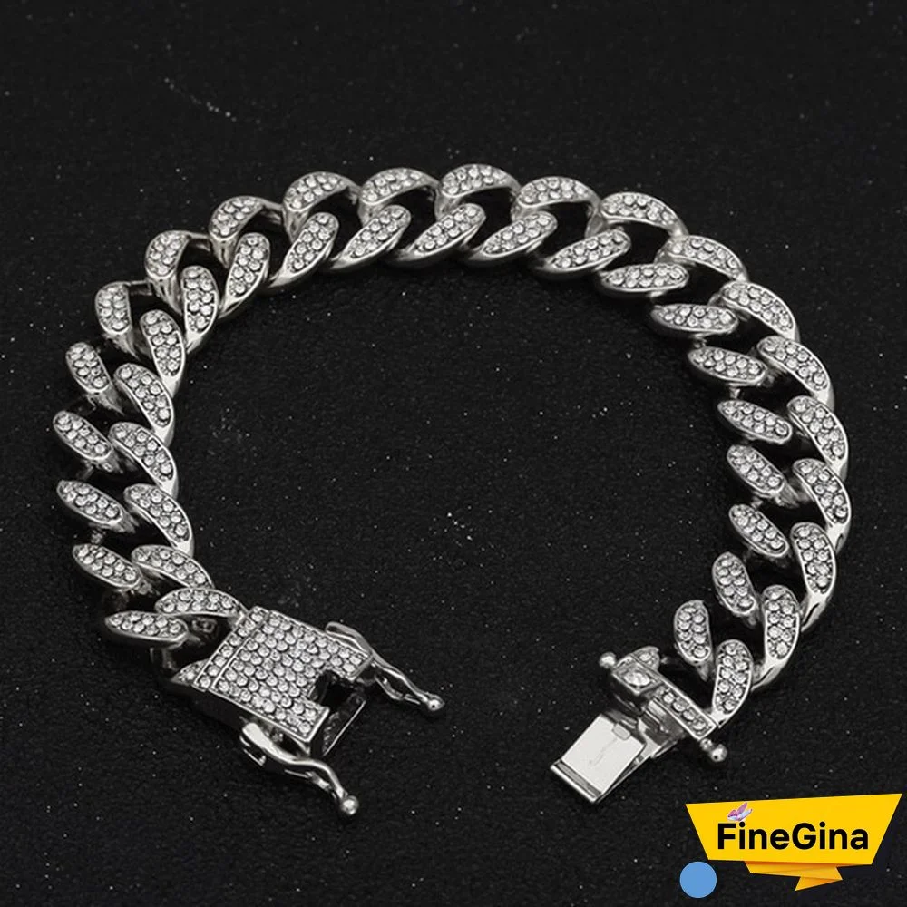 New Luxury 18KRGP Ice Out Diamond Watch Bracelet Necklace Men Women Miami Cz Cuban Chain Hip Hop Jewelry