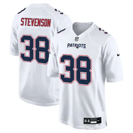 Men's New England Patriots #38 Rhamondre Stevenson Tundra White Fashion Game Jersey