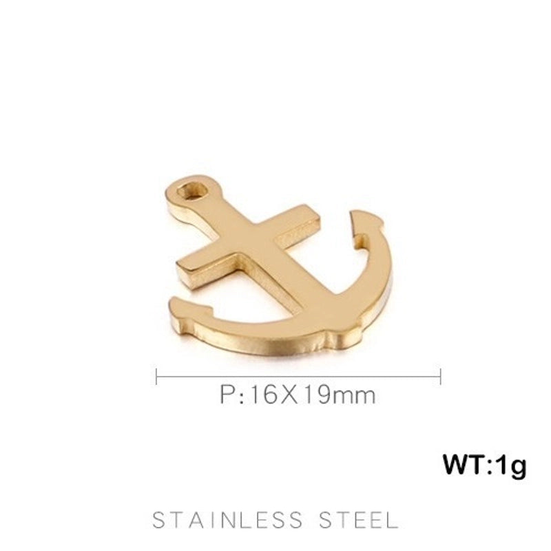 1 Piece Stainless Steel 18K Gold Plated Anchor