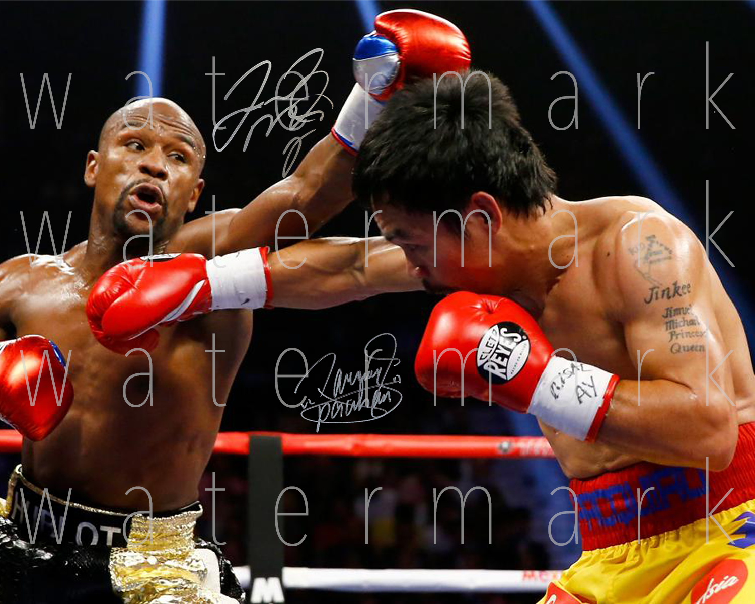 Floyd Mayweather Jr. Manny Pacquiao signed 8X10 poster picture autograph RP