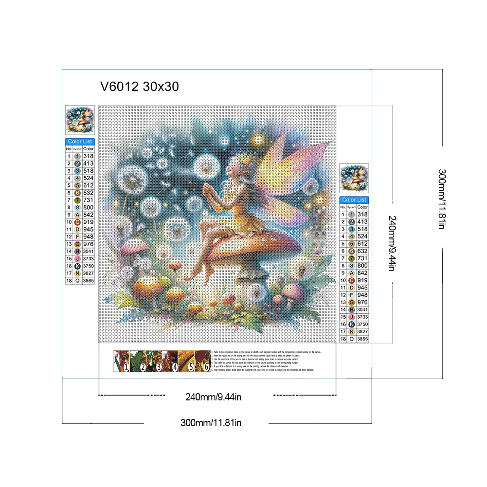 Full Round Diamond Painting 30*30cm - Mushroom Fairy