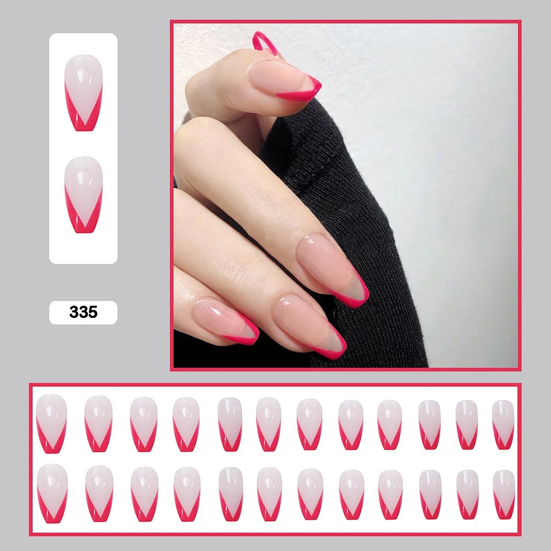 French V Simplicity Elegant Trapezoidal Wearable Fake Nails-Nail Inspo