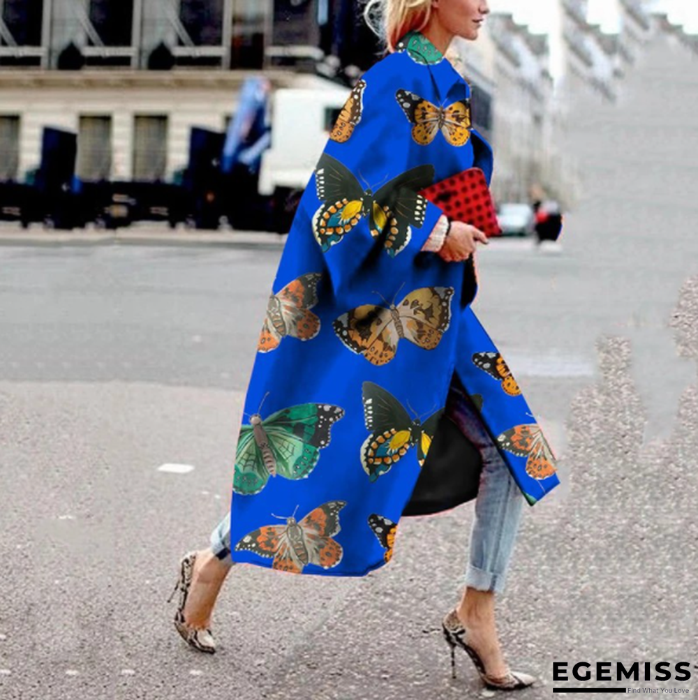 Long Flared Sleeve Printed Loose Coat | EGEMISS